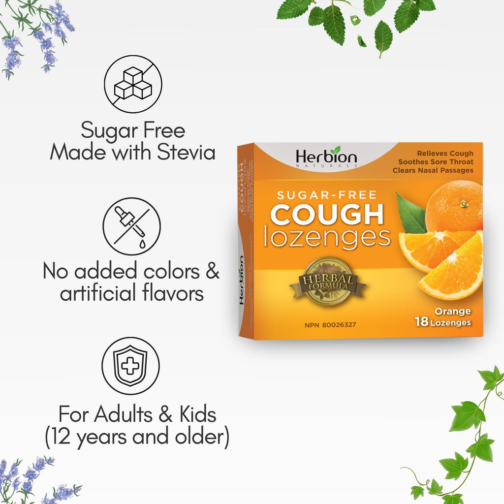 Herbion Naturals Orange Sugar-Free Cough Lozenges – 18 Lozenges