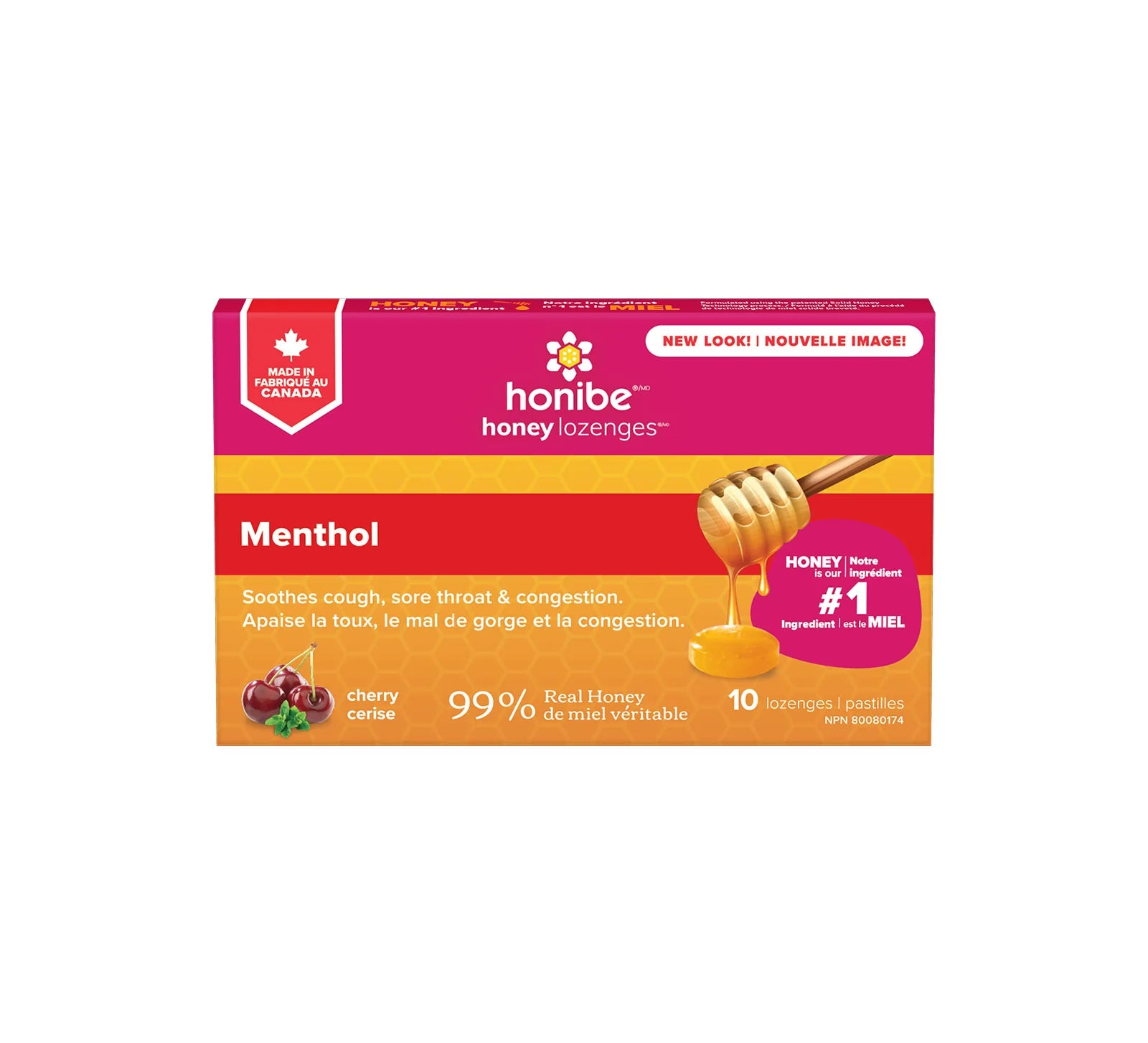 Honibe Honey Lozenges – Cherry Menthol 10 Lozenges