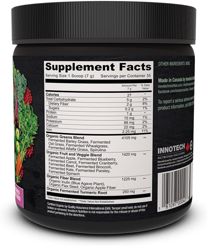 Innotech Fermented Organic Greens - 250 g Powder