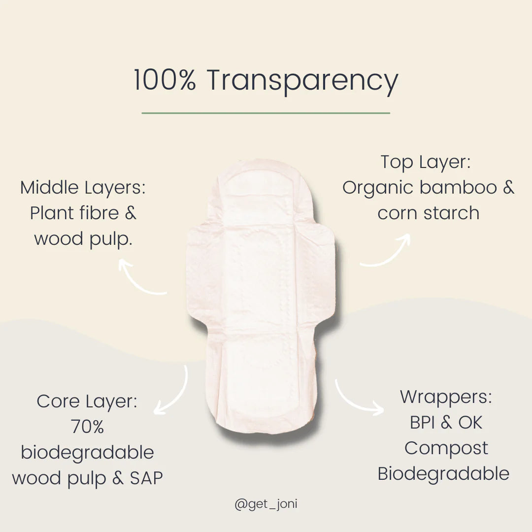 Joni Organic Bamboo Overnight Pads – 6 Pads