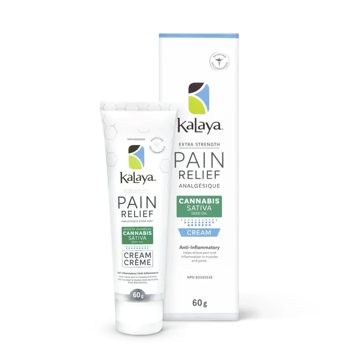 KaLaya Extra Strength Pain Relief Cream with Cannabis Sativa Seed Oil – 60g