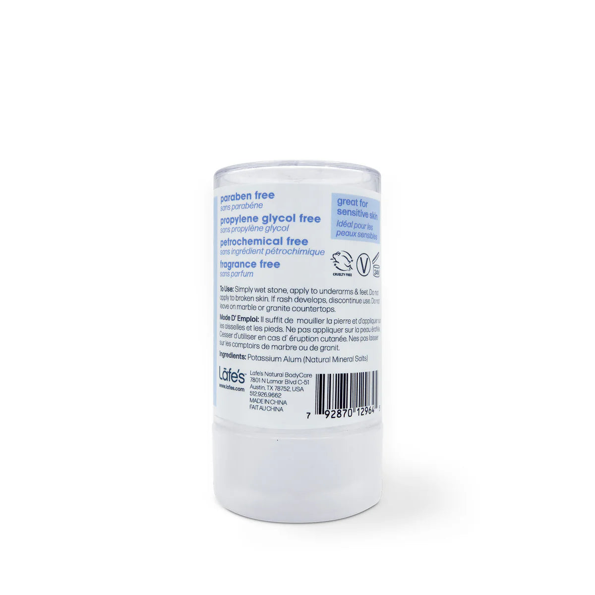Lafe’s Crystal Rock Mineral Salt Deodorant Stick – 120g