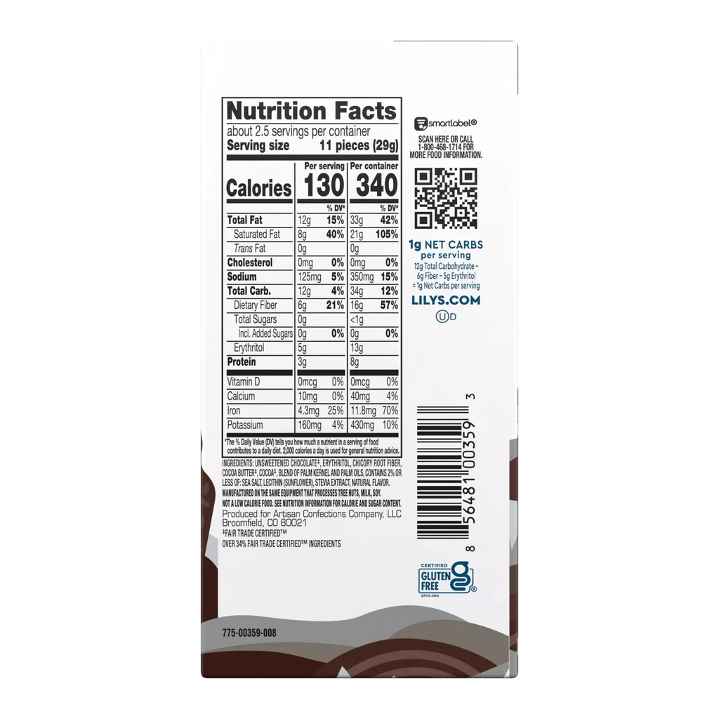 Lily’s Sea Salt Extra Dark Chocolate Style Bar – 79g (2.8 oz)