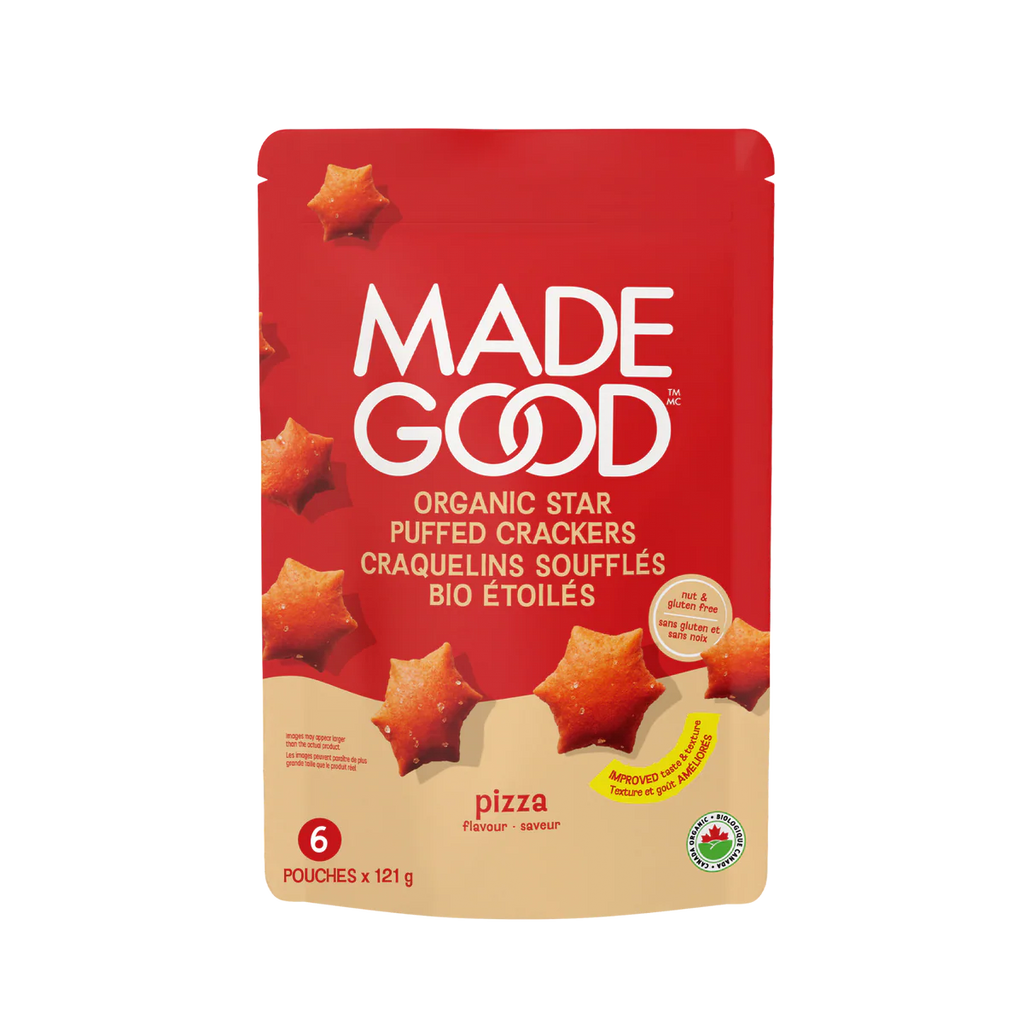 MadeGood Pizza Star Puffed Crackers – 121g (6 x Snack Packs)
