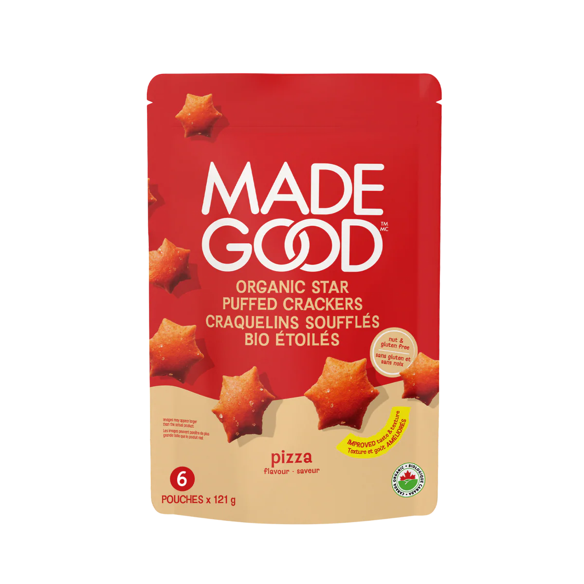 MadeGood Pizza Star Puffed Crackers – 121g (6 x Snack Packs)