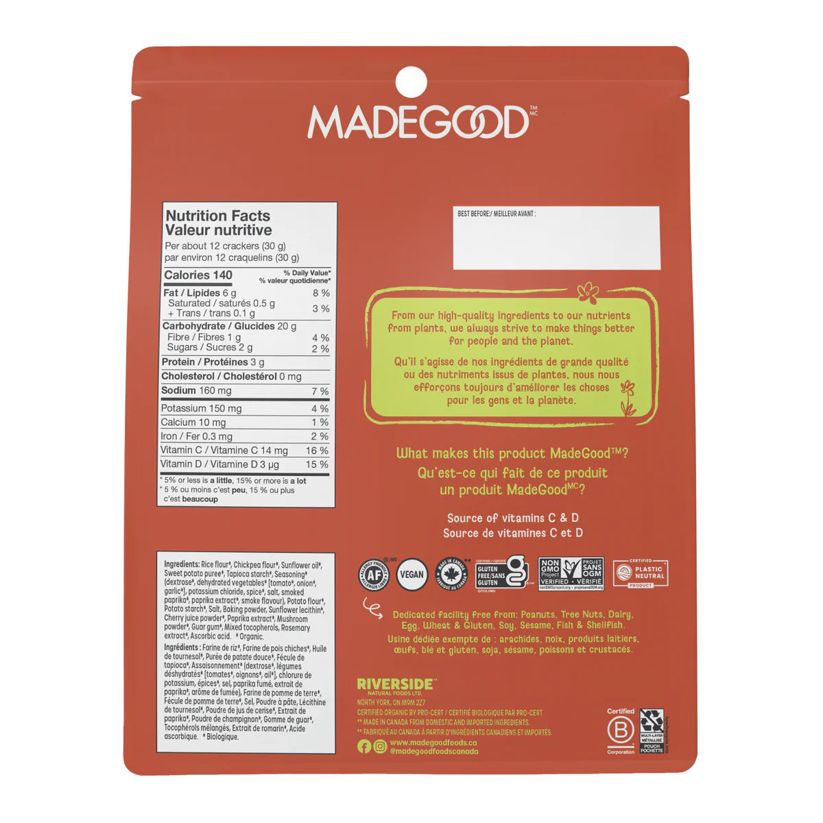 MadeGood Smoky Barbecue Organic Sweet Potato Snackers – 142g