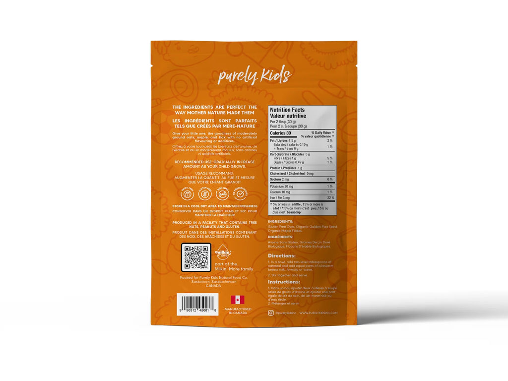 Milkin’ More Purely Kids Organic Maple Toddler Oatmeal