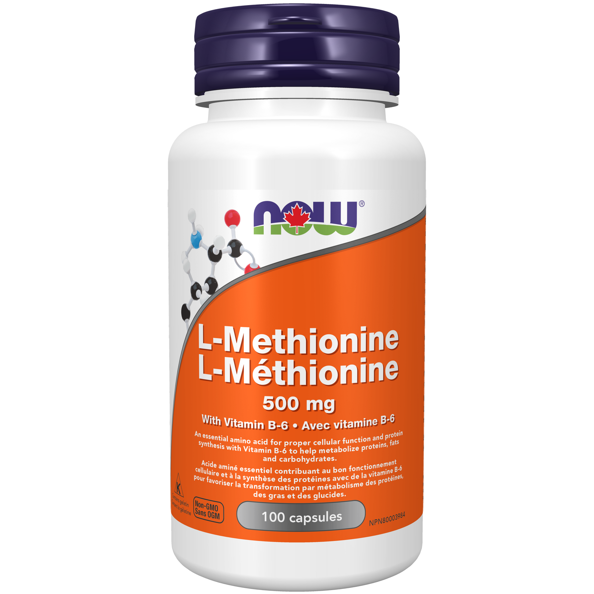 NOW L-Methionine - 500 mg - 100 Capsules