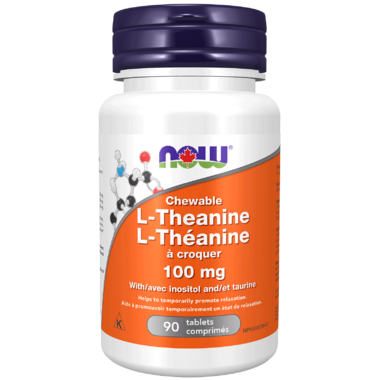 NOW L-Theanine - 100 mg - 90 Chewable Tablets