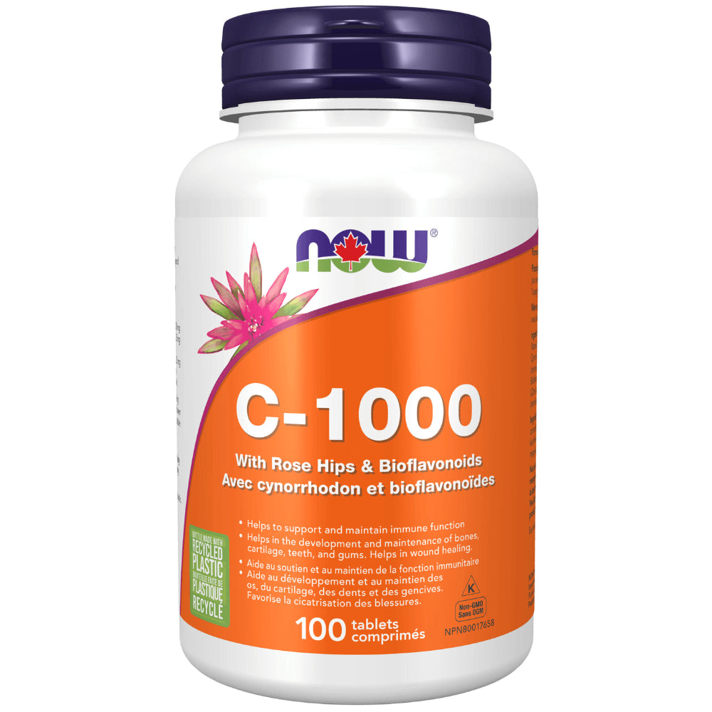 NOW Vitamin C with Rose Hips and Bioflavonoids - 1000 mg - 100 Tablets