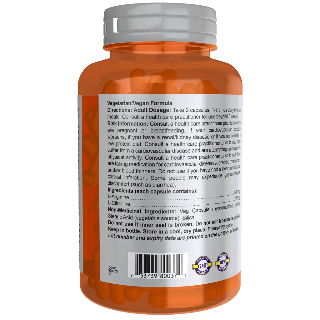 NOW Arginine & Citrulline  - 500 mg - 120 Capsules