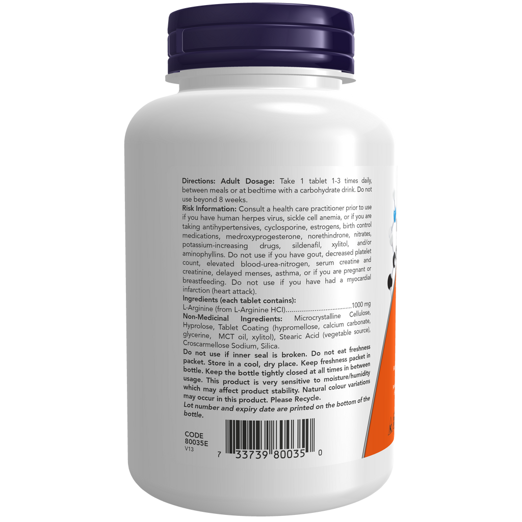 NOW L-Arginine - 1000mg - 120 Capsules