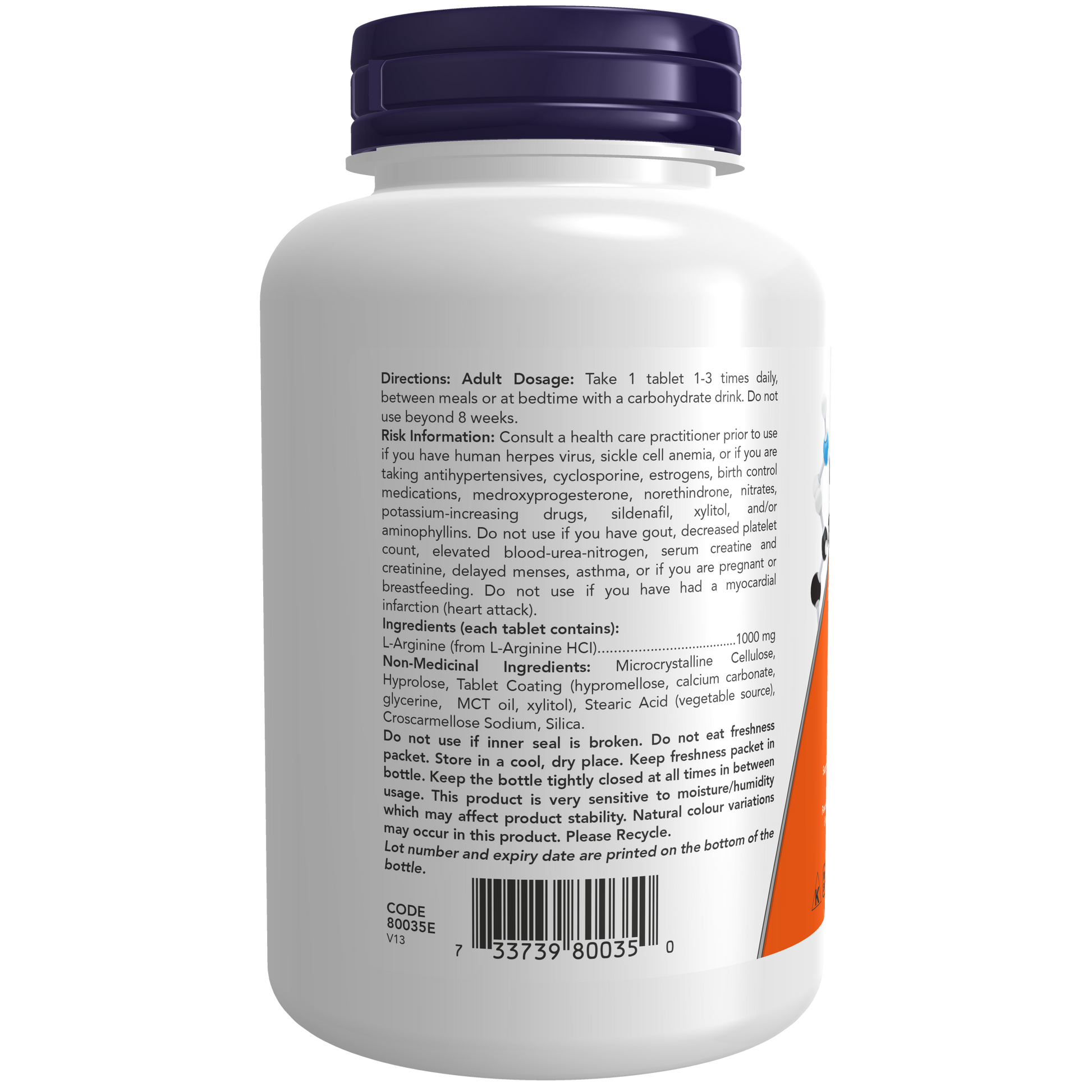 NOW L-Arginine - 1000mg - 120 Capsules
