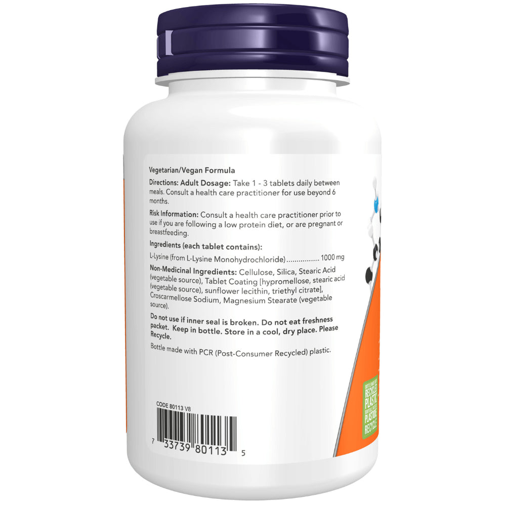 NOW L-Lysine - 1000 mg - 100 Tablets