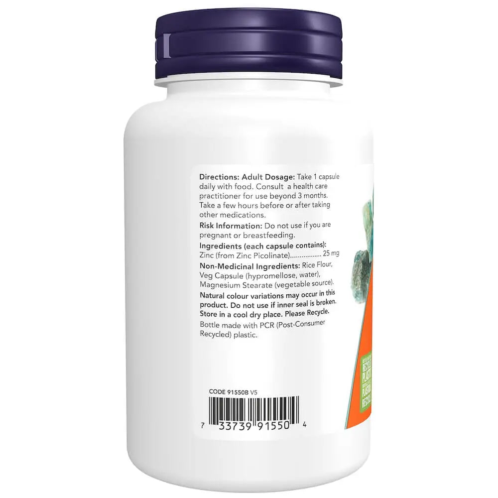 NOW Zinc Picolinate - 25 mg - 100 Capsules