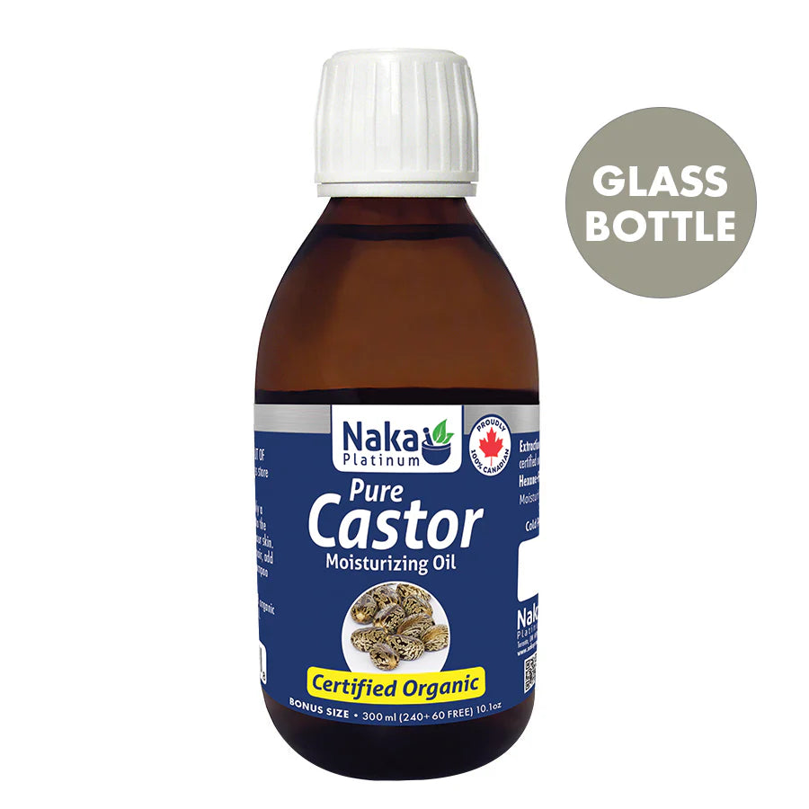 Naka Platinum Pure Castor Moisturizing Oil - 300 mL Glass Bottle