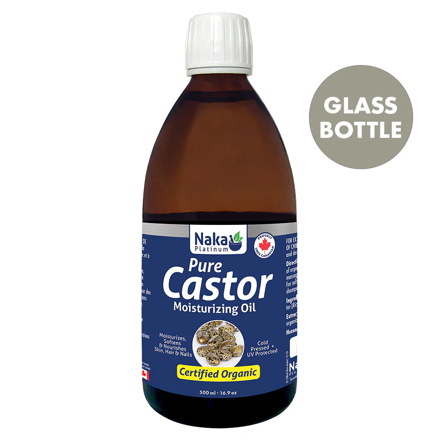 Naka Platinum Pure Castor Moisturizing Oil - 500 mL Glass Bottle