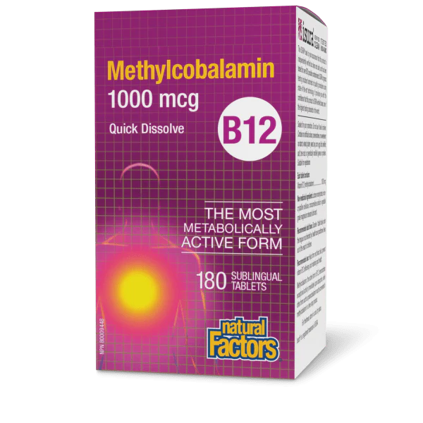 Natural Factors  B12 Methylcobalamin - 1000mcg - 180 Sublingual Tabs