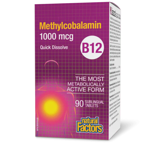 Natural Factors B12 Methylcobalamin - 1000 mcg - 90 Sublingual Tablets