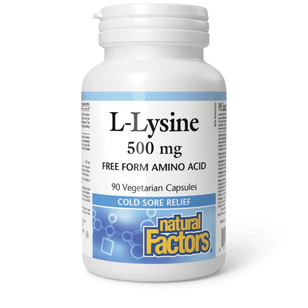 Natural Factors L-Lysine Amino Acid - 500 mg - 90 Veg Caps