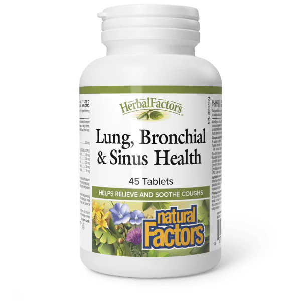 Natural Factors Lung, Bronchial & Sinus Health, Herbal Factors - 45 Tablets