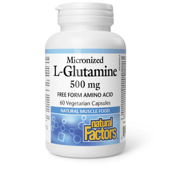 Natural Factors Micronized L-Glutamine Amino Acid - 500 mg - 60 Capsules