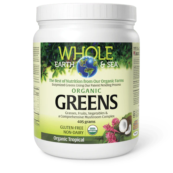 Natural Factors Organic Greens Whole Earth & Sea, Tropical Flavor, 405 g