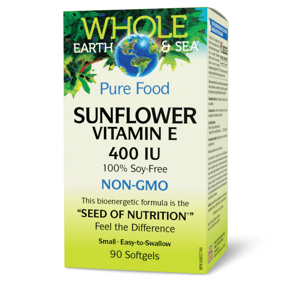 Natural Factors Sunflower Vitamin E, Whole Earth & Sea - 400 IU - 90 Softgels