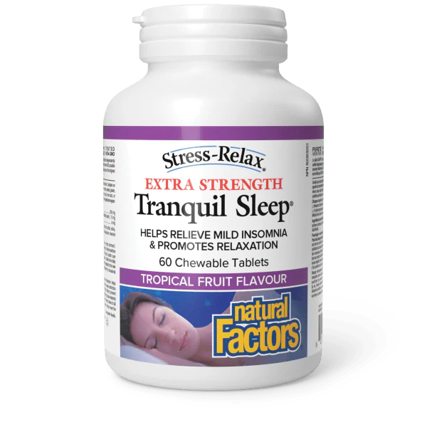 Natural Factors Tranquil Sleep Extra Strength, Stress Relax - 30 Chewable Tablets