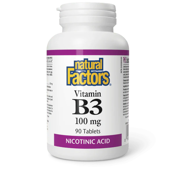 Natural Factors Vitamin B3 (Nicotinic Acid) - 100 mg - 90 Tablets
