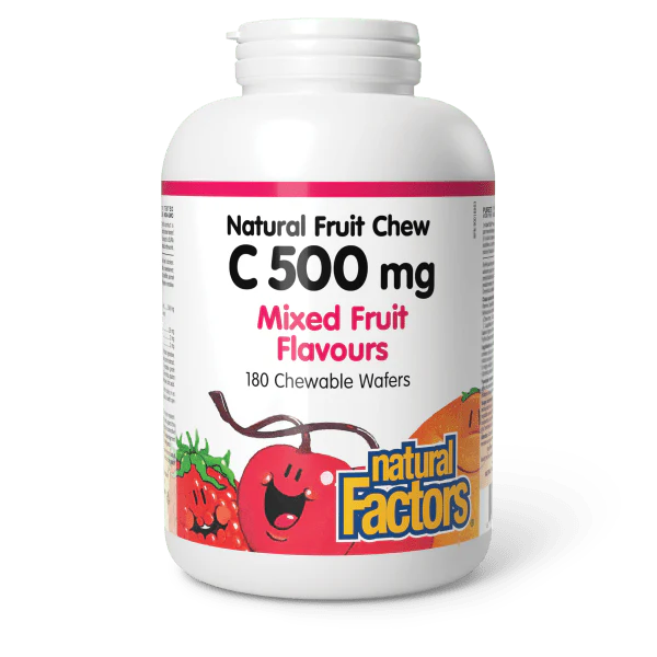 Natural Factors Vitamin C Natural Fruit Chew - Four Mixed Fruit - 500 mg - 180 Chewable Wafers