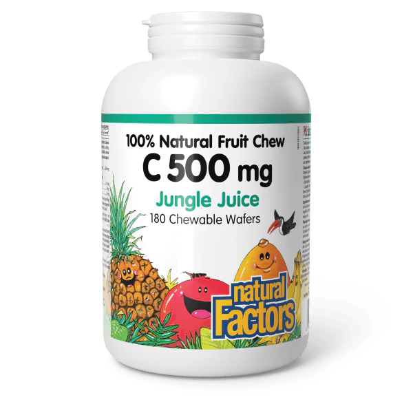 Natural Factors Vitamin C Natural Fruit Chew - Jungle Juice - 500 mg - 180 Chewable Wafers