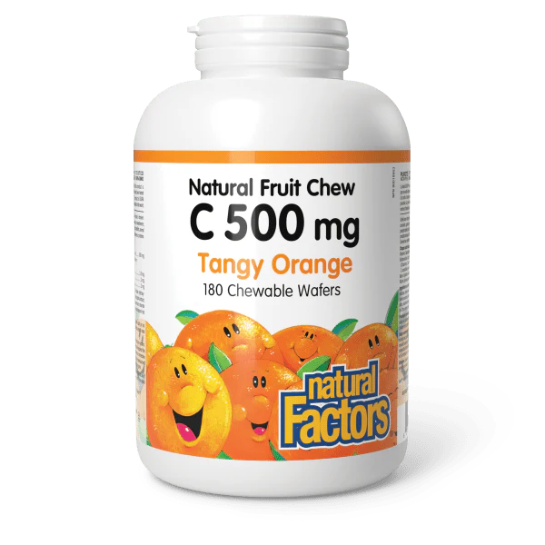 Natural Factors Vitamin C Natural Fruit Chew - Tangy Orange - 500 mg - 180 Chewable Wafers