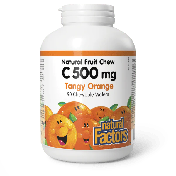 Natural Factors Vitamin C Natural Fruit Chew - Tangy Orange - 500 mg - 90 Chewable Wafers