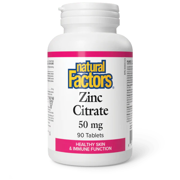Natural Factors Zinc Citrate - 50 mg - 90 Tablets