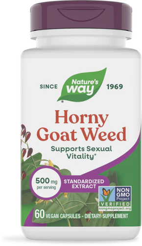 Nature's Way Horny Goat Weed Standardized Extract - 500 mg - 60 Capsules