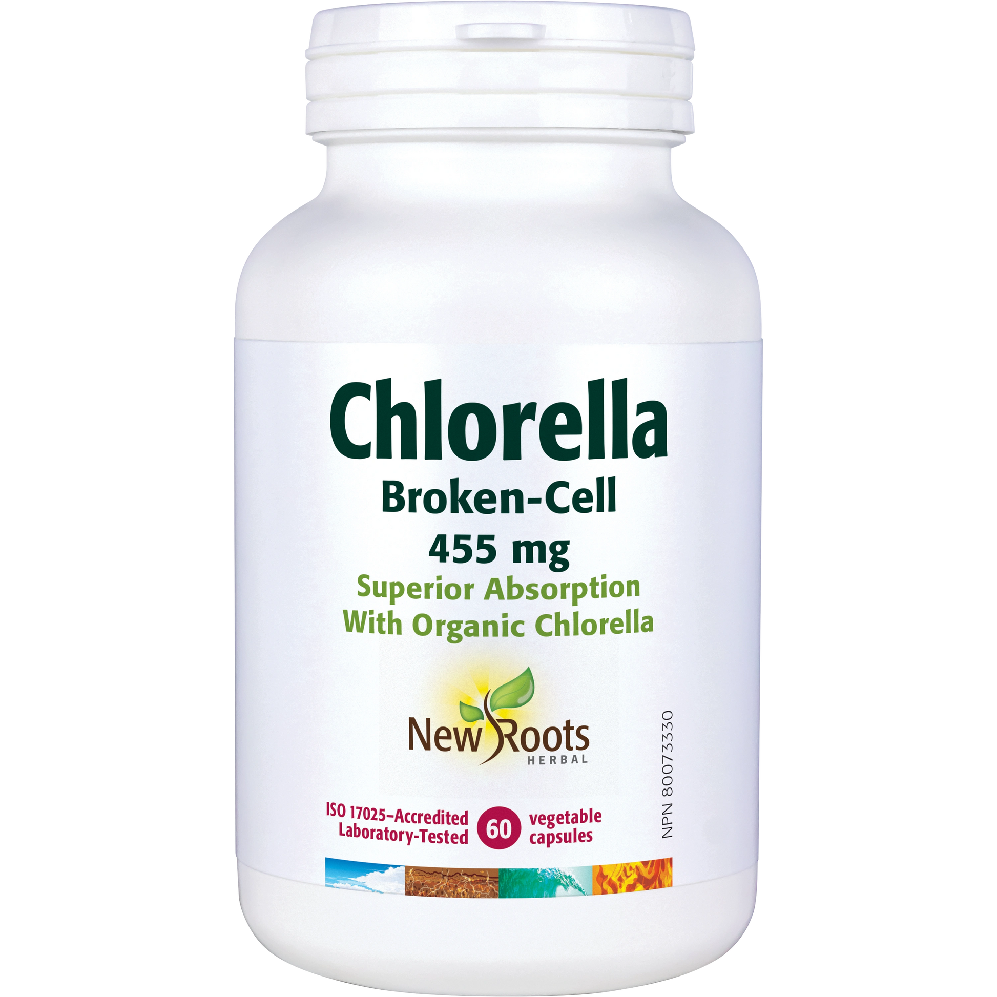 New Roots Chlorella Broken - Cell - 455 mg - 60 Capsules