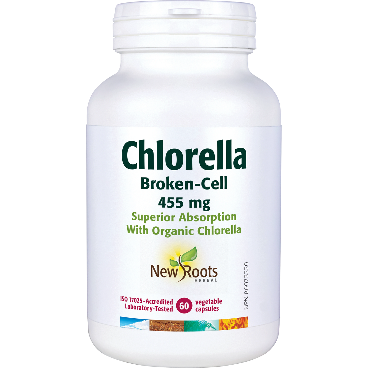 New Roots Chlorella Broken - Cell - 455 mg - 60 Capsules