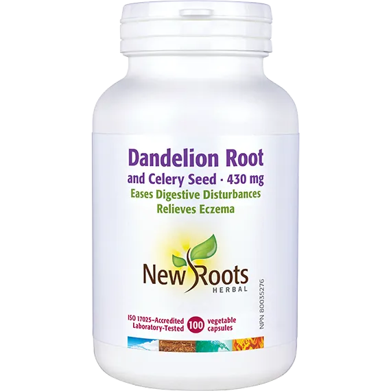 New Roots Dandelion Root and Celery Seed - 430 mg - 100 Capsules