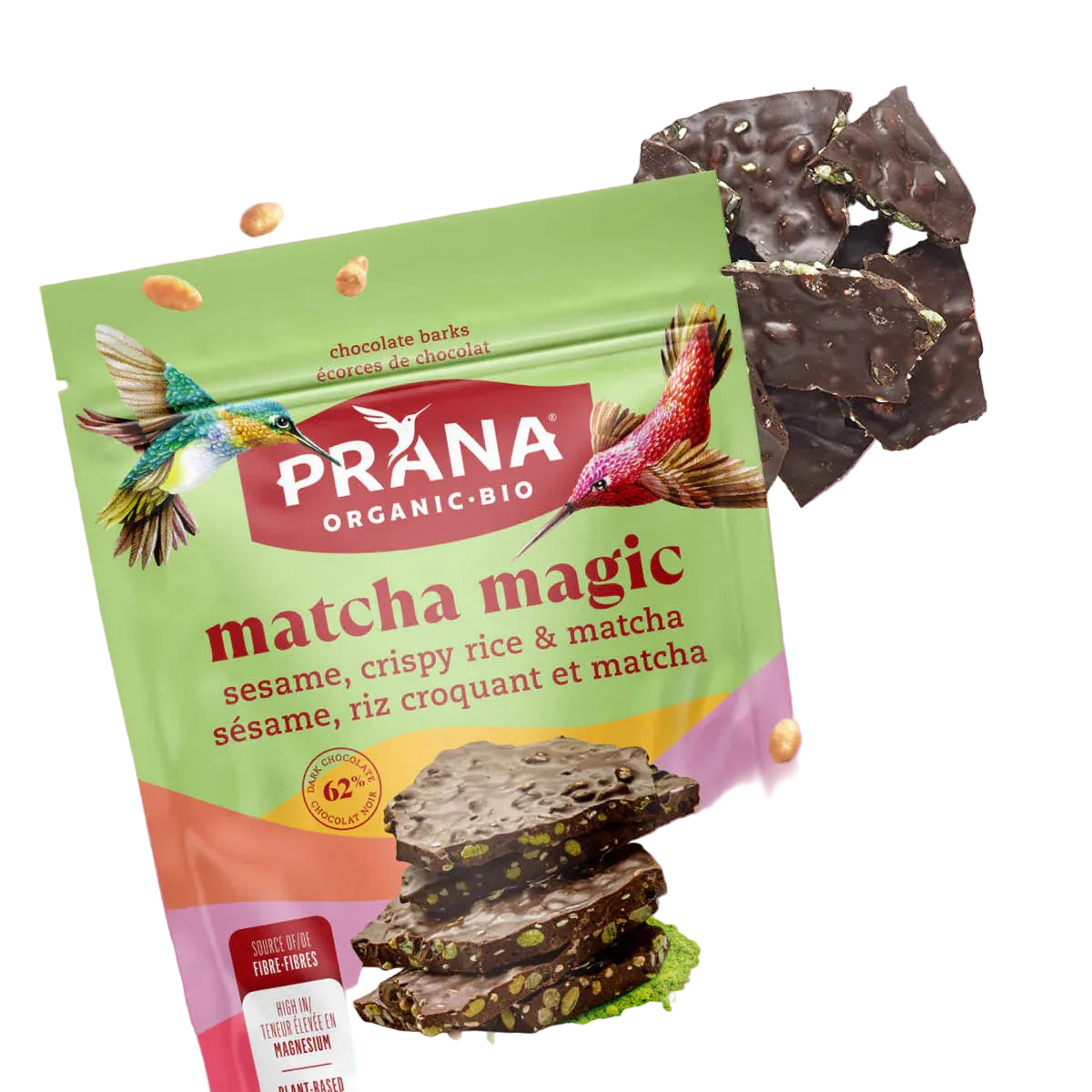 PRANA Matcha Magic Organic 62% Chocolate Bark – 100 g