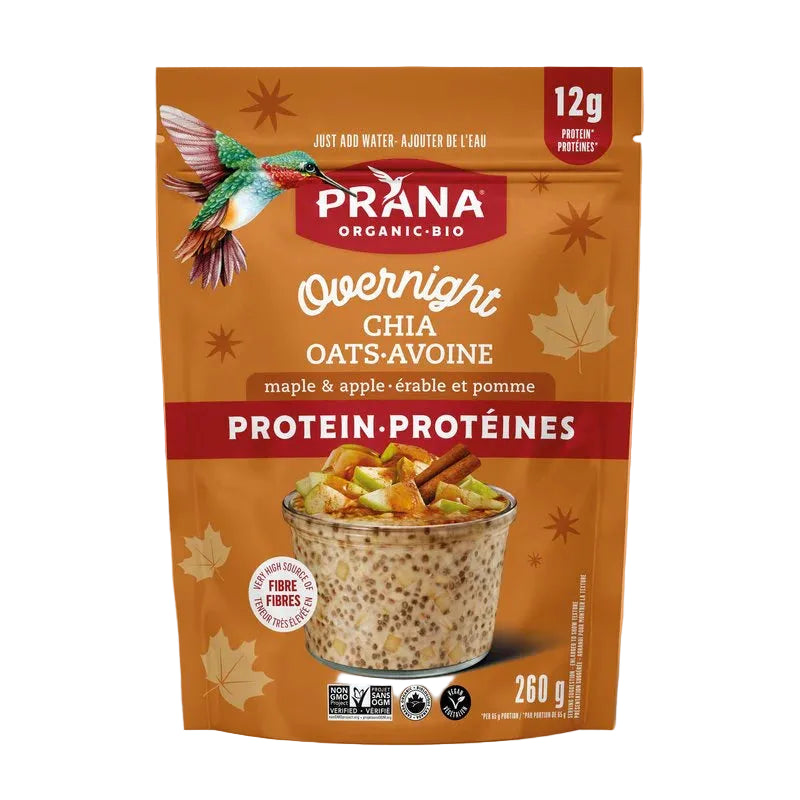 PRANA Organic Overnight Chia Oats with Protein – Maple & Apple – 260 g