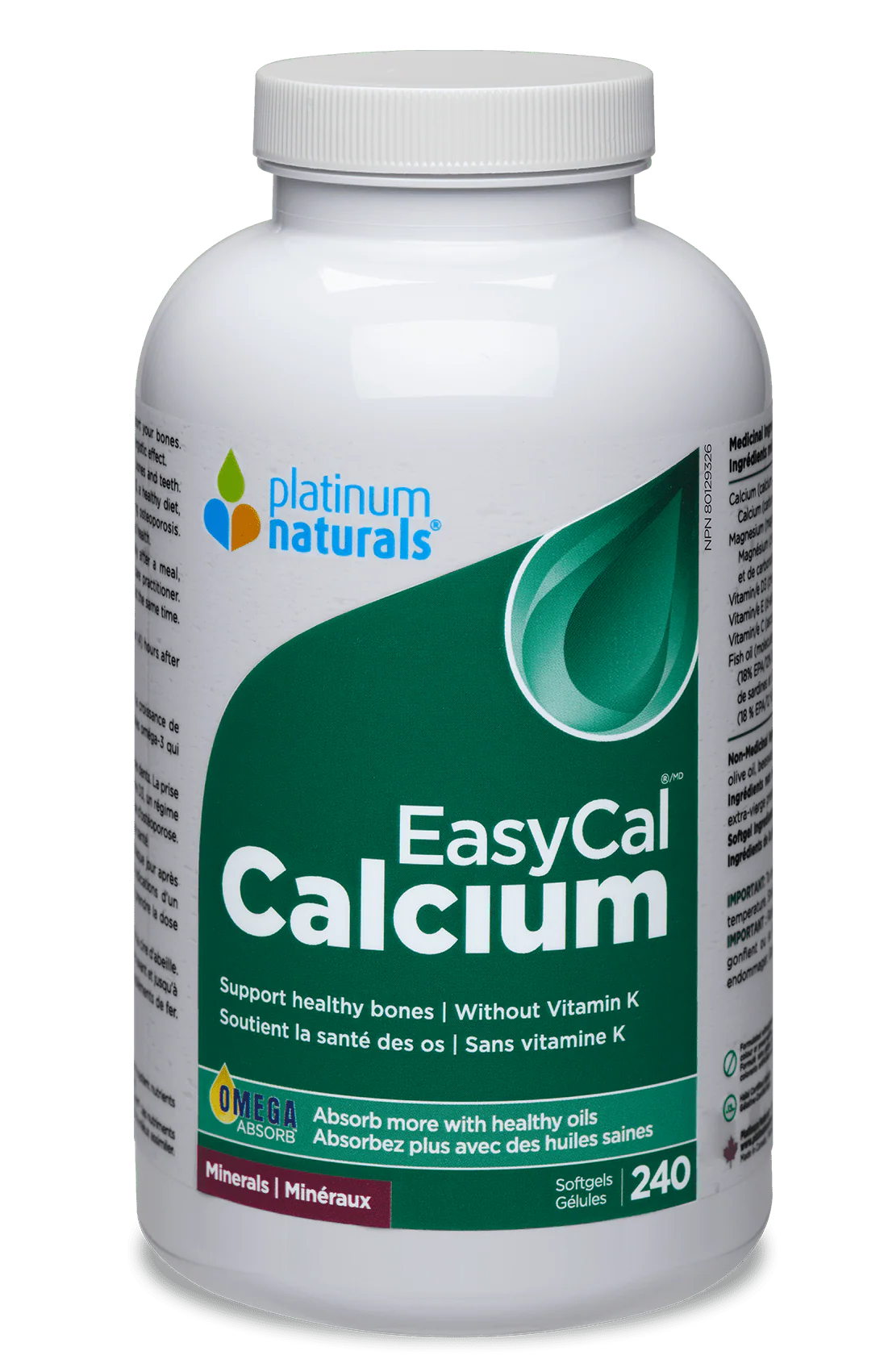Platinum Naturals EasyCal Calcium - 240 Softgels