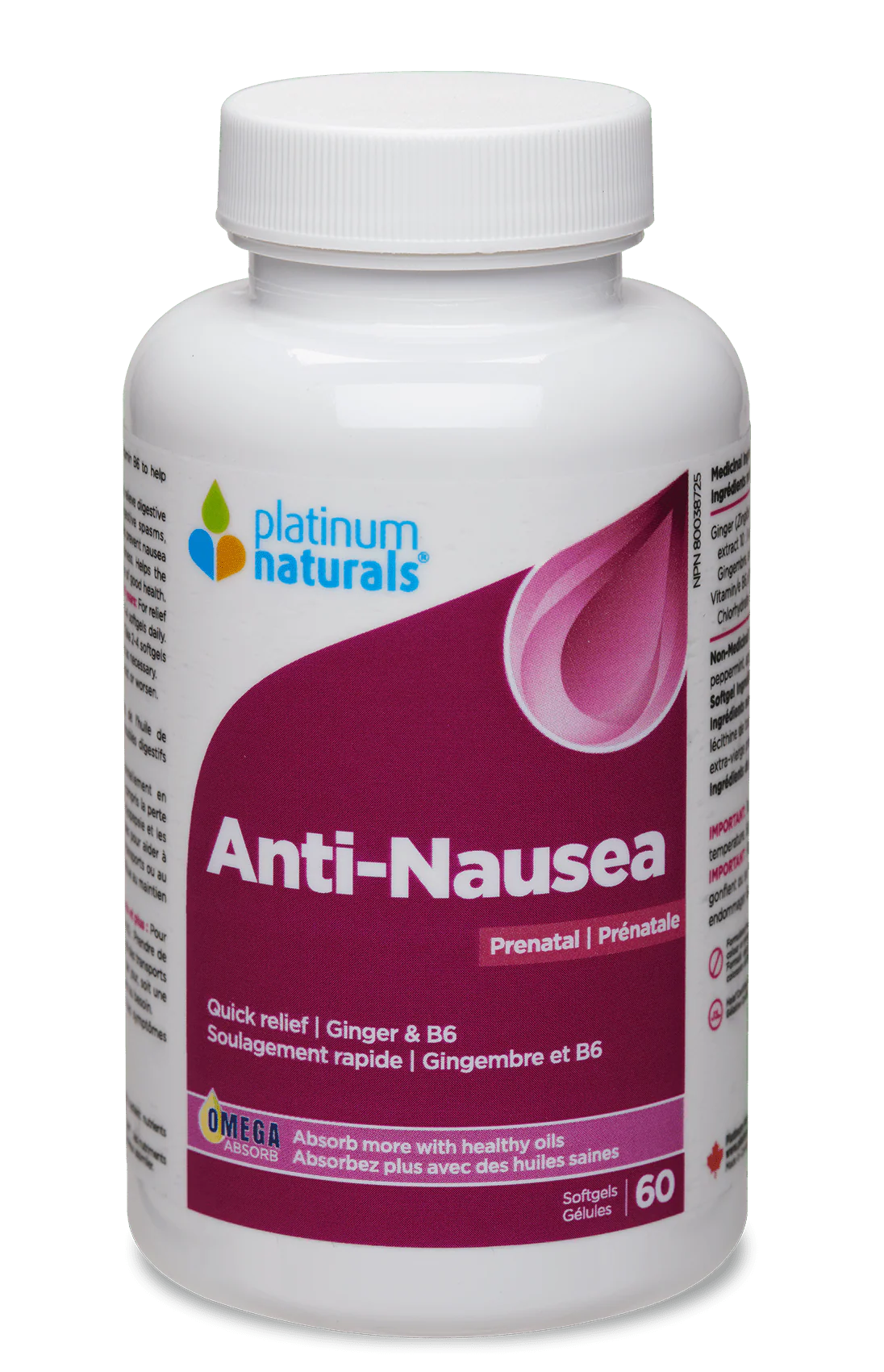 Platinum Naturals Prenatal Anti - Nausea - 60 Softgels