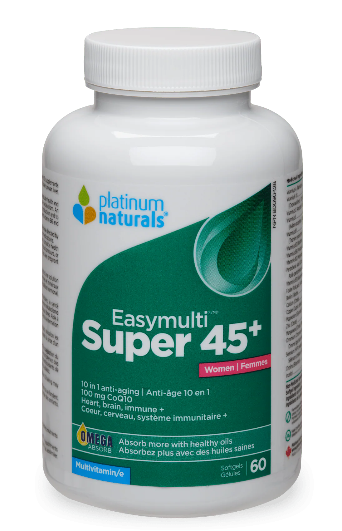 Platinum Naturals Super Easymulti 45+ for Women - 60 Softgels
