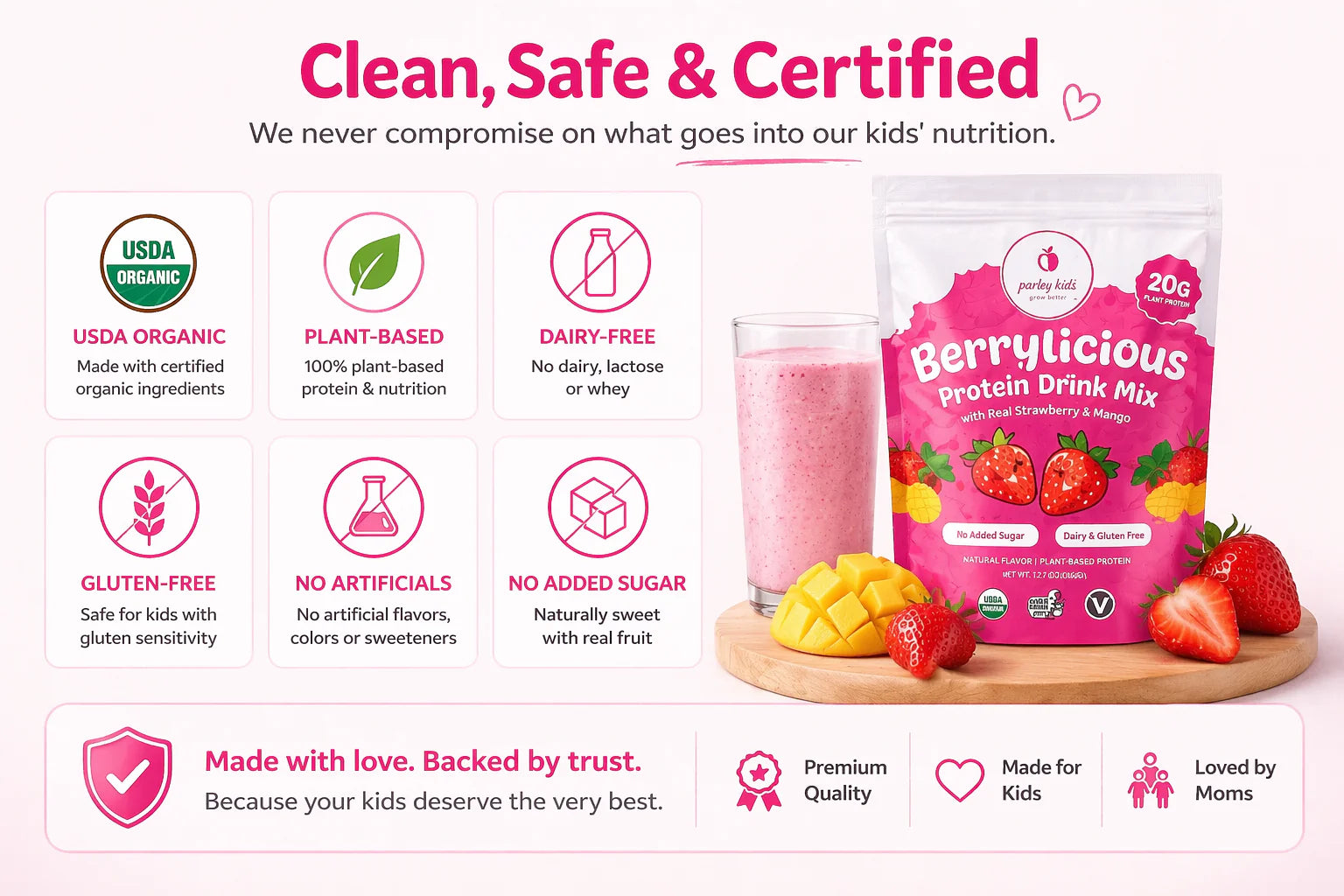 Purely Kids Organic Berrylicious Protein Drink Mix – 425g