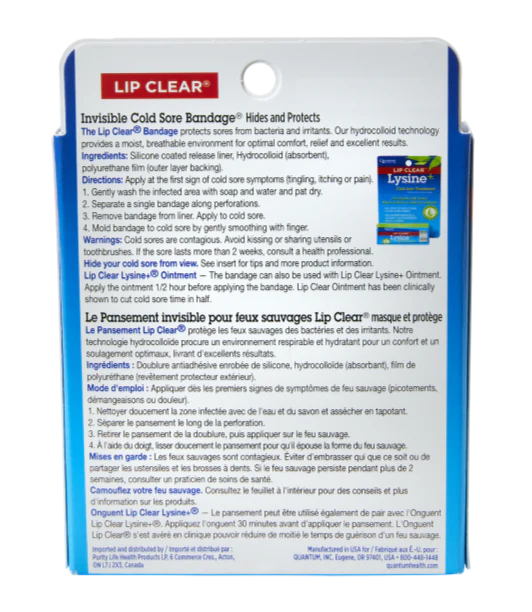 Quantum Health Lip Clear Invisible Cold Sore Bandage – 12 Patches
