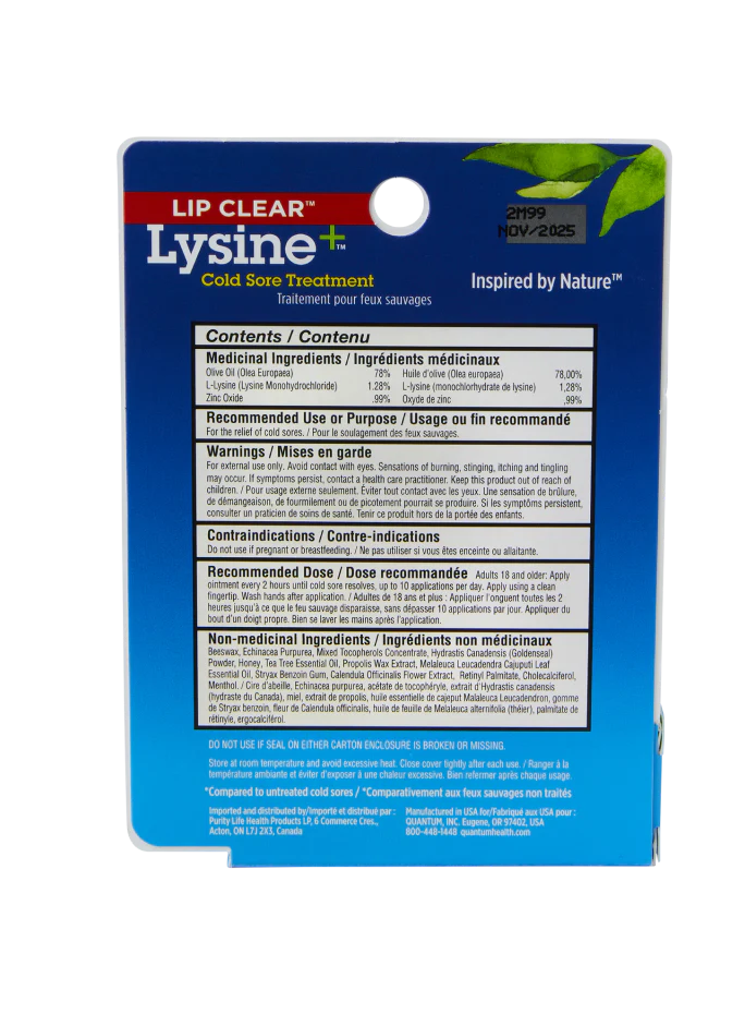 Quantum Health Lip Clear Lysine+ Cold Sore Ointment – 7 g