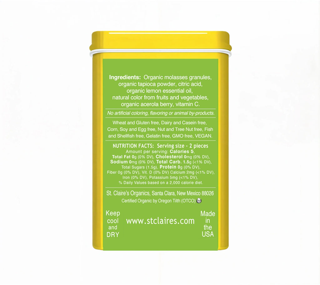 St. Claire’s Organic Sour Lemon Tarts With Acerola Berry Vitamin C – 1.5 oz Tin