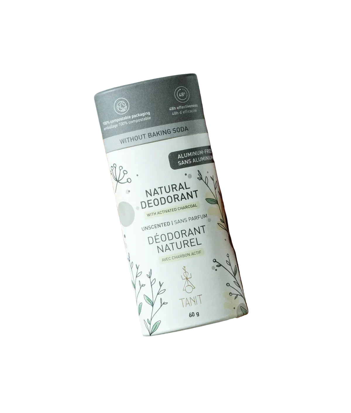 Tanit Natural Solid Deodorant – Unscented With Charcoal – 60 g