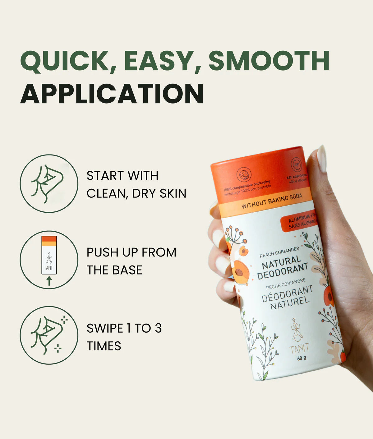 Tanit Natural Solid Deodorant – Monoi – 60 g